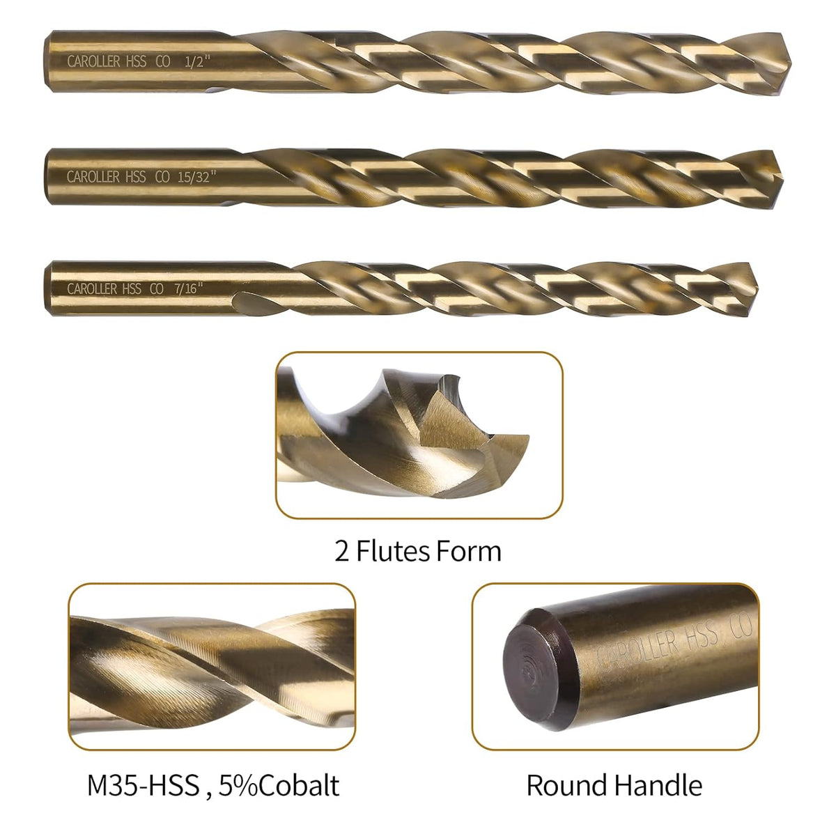 29-Piece M35 Cobalt Steel Metal Drill Bits with Round Shank D669256