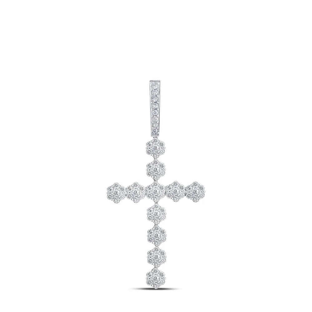 10kt White Gold Diamond Cross Pendant E1478