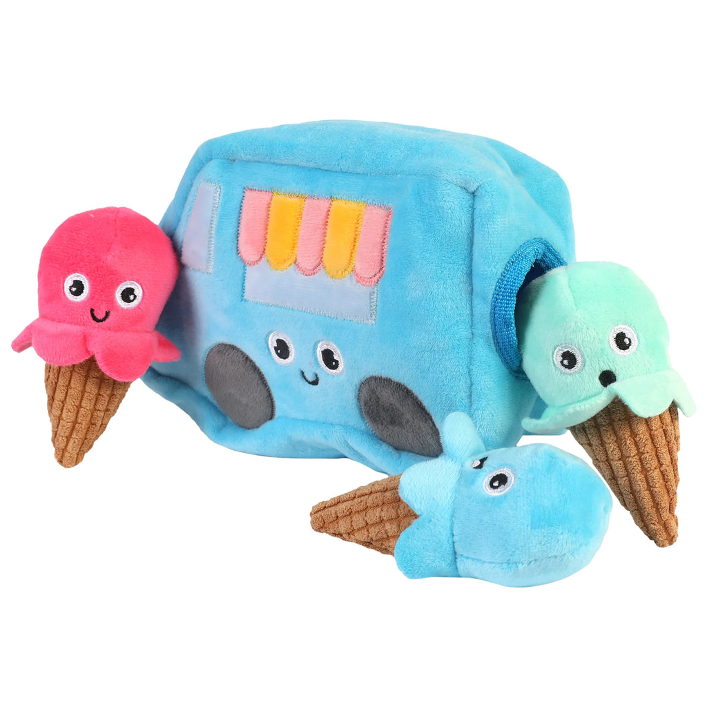 Ice Cream Truck Hide and Seek Plush Squeaky Dog Toys T773310