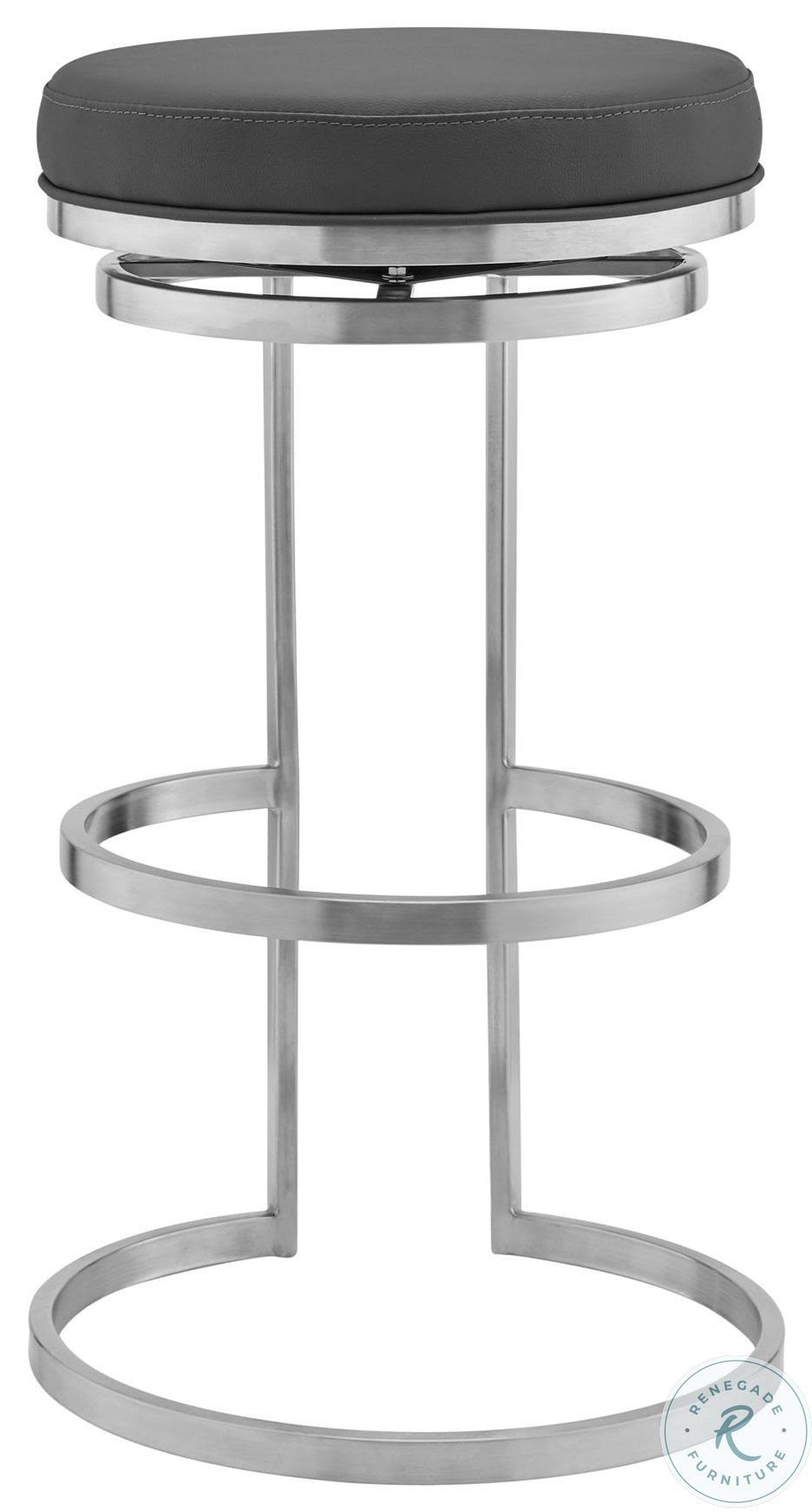 Gray Faux Leather Swivel Bar Stool C147