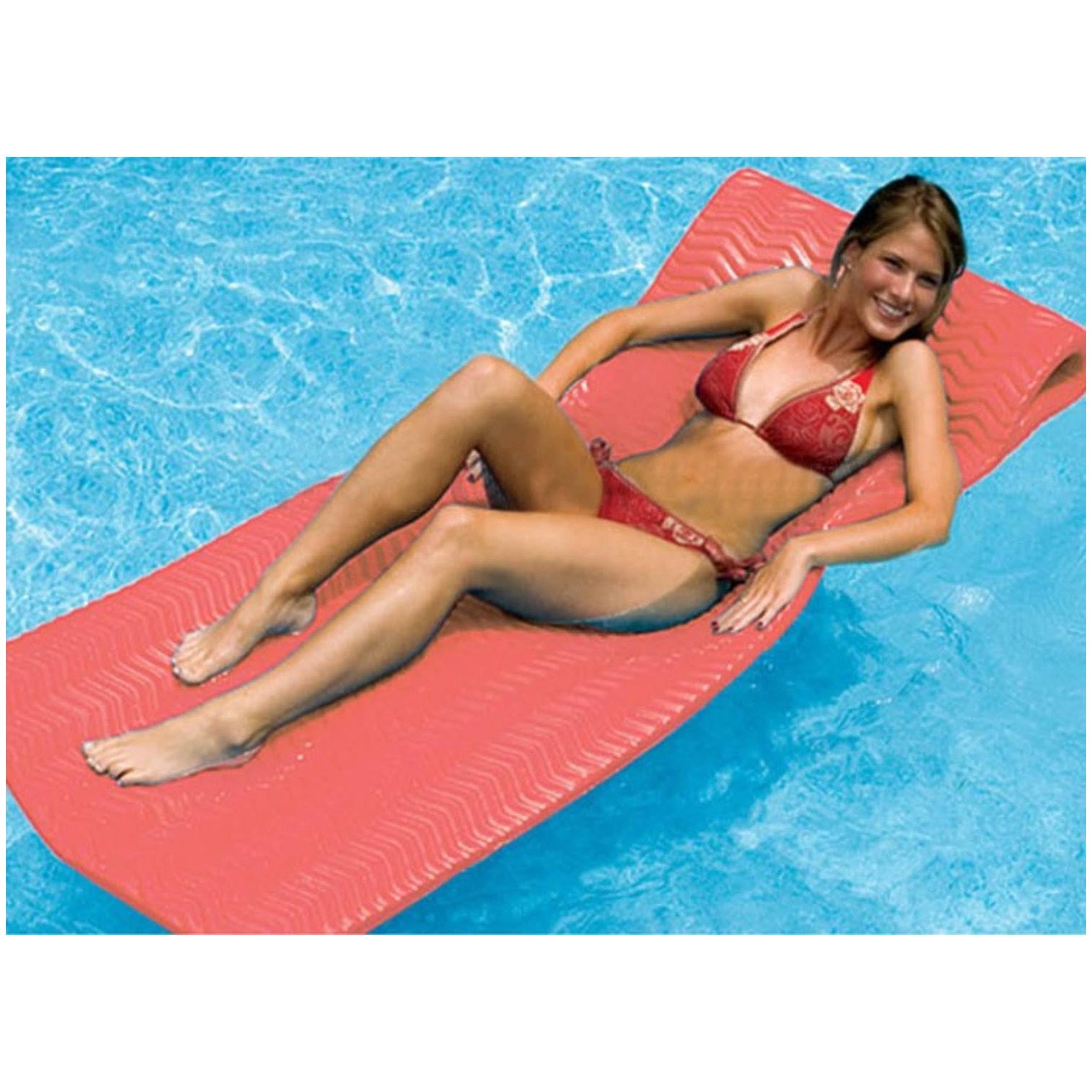 Coral Red Floating Swimming Pool Mattress Raft C762998