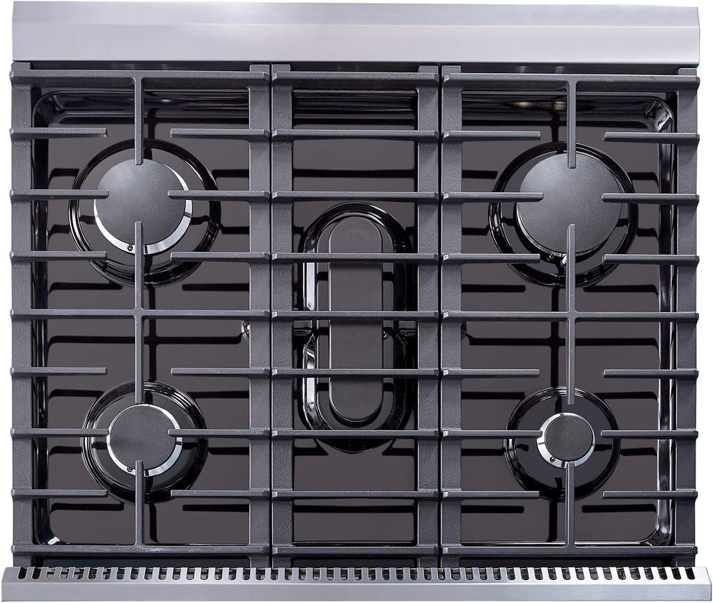 30 Inch Stainless Steel Gas Range with 5 Sealed Burners, 4.5 cu. ft. Oven, Storage Drawer, Cast Iron Grate F1555