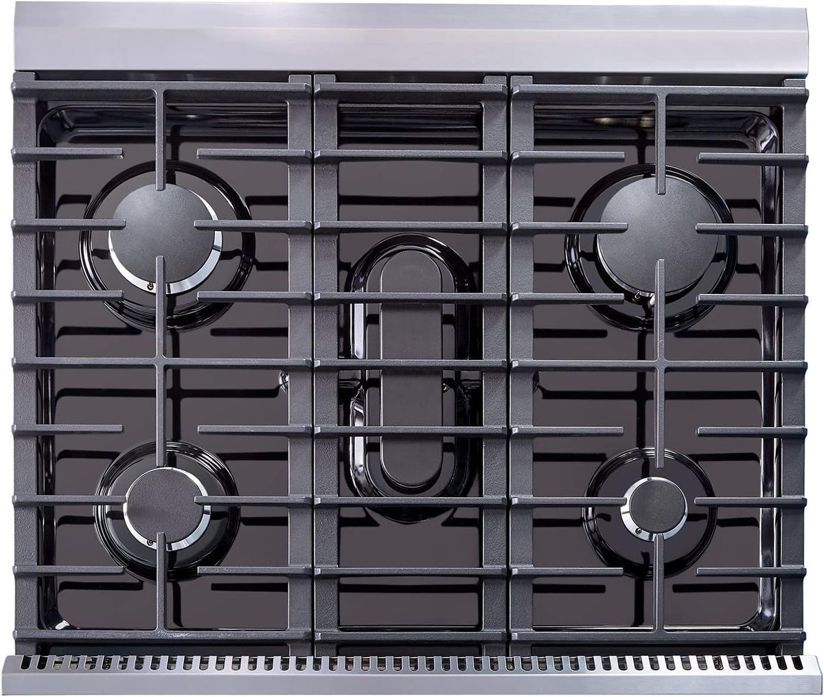 30 Inch Stainless Steel Gas Range with 5 Sealed Burners, 4.5 cu. ft. Oven, Storage Drawer, Cast Iron Grate F1555