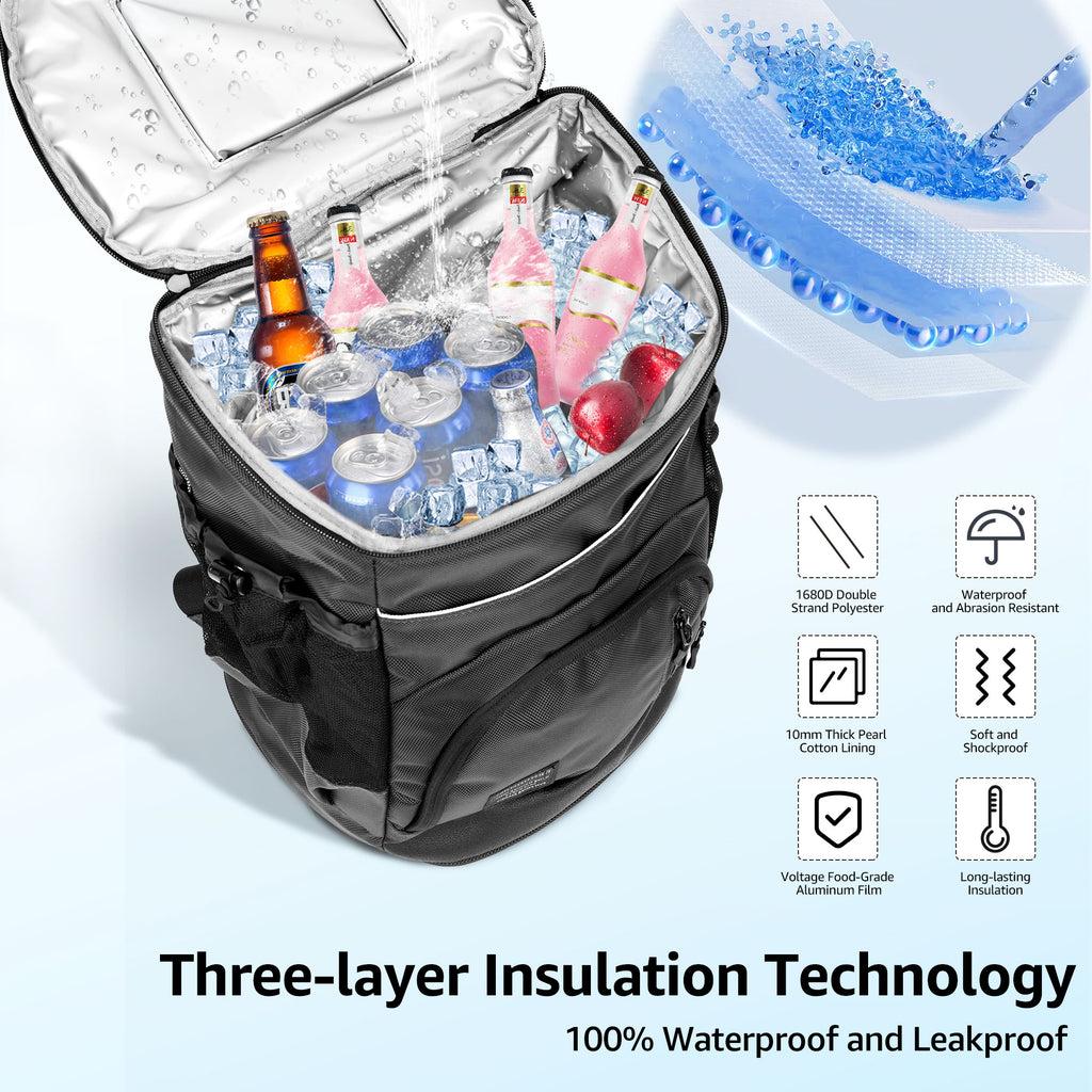 Blue Sandproof Water-Resistant Cooler Backpack Q5957