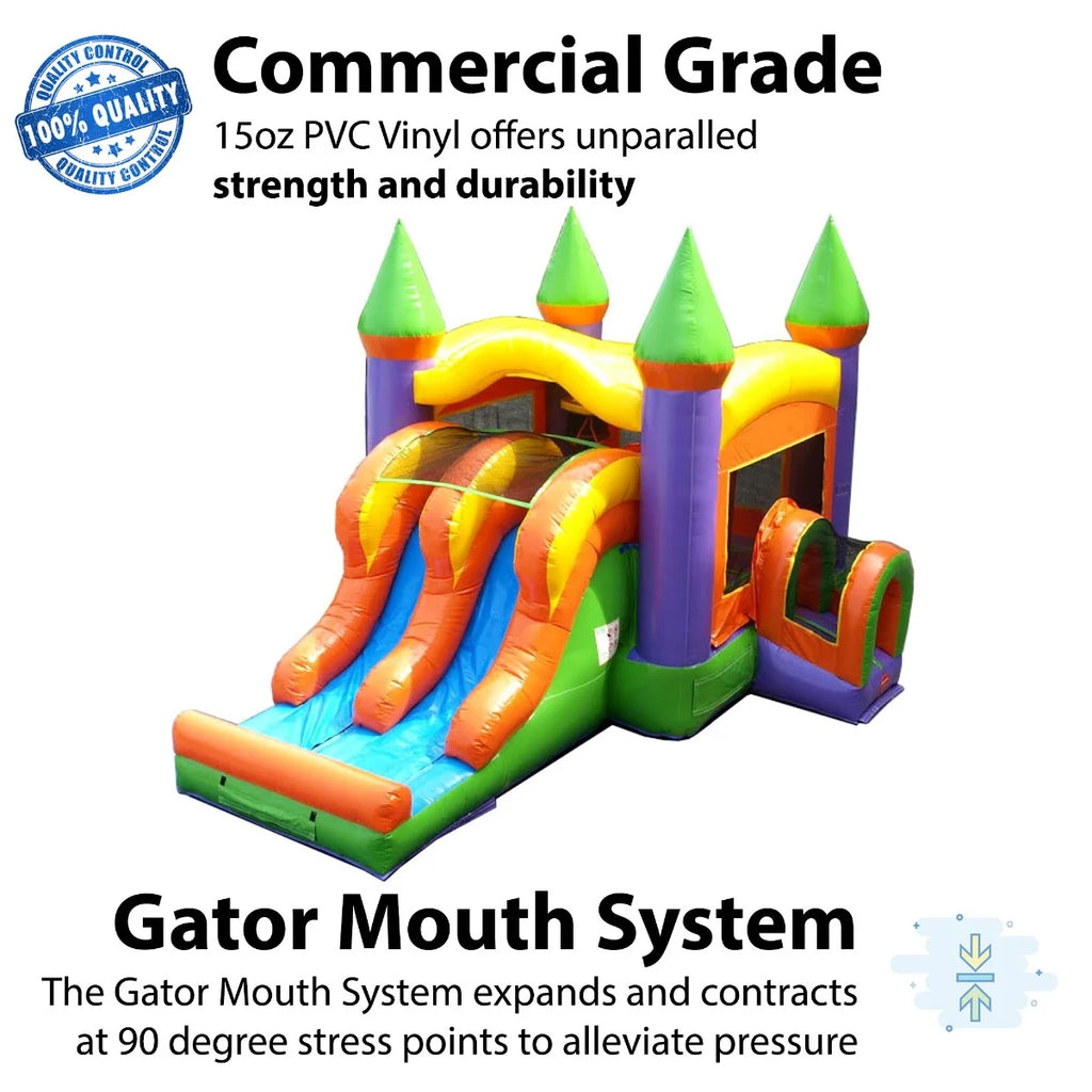 Orange Commercial Inflatable Bounce House with Dual Slide C133