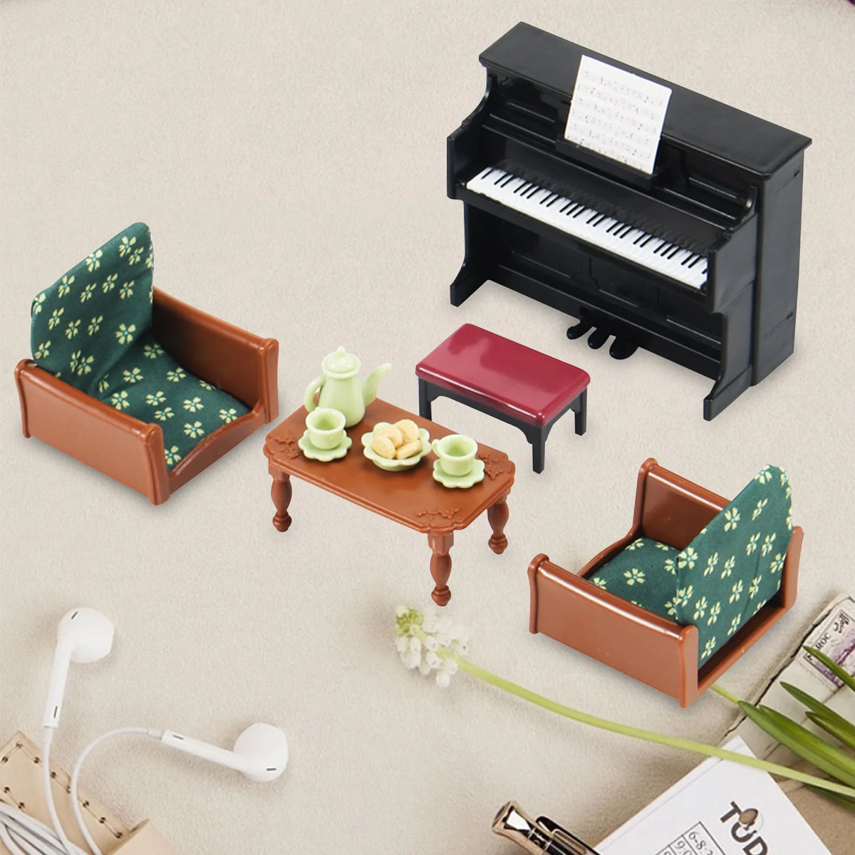 Miniature Dollhouse Furniture Kitchen Play Set with Refrigerator D1532