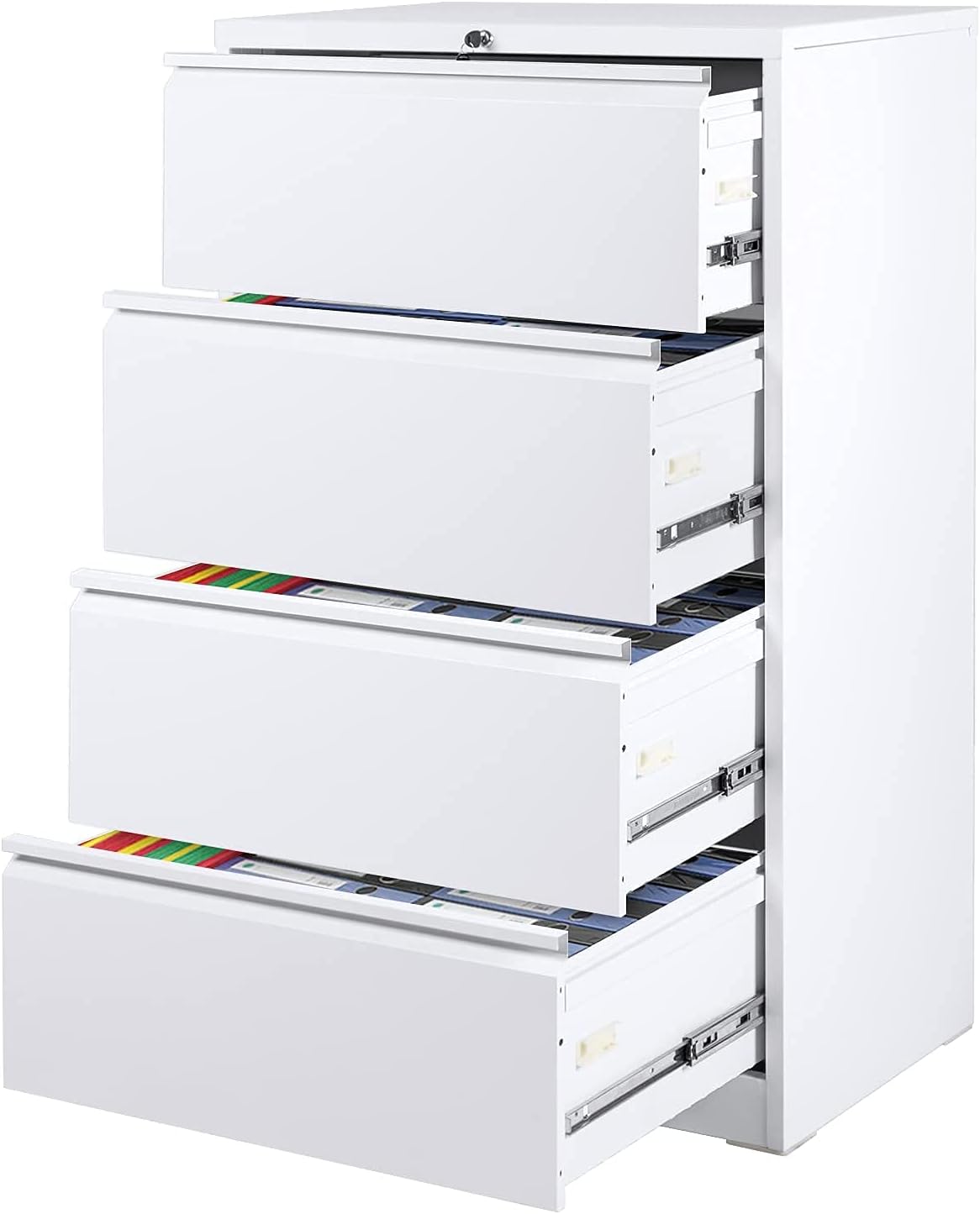 Black 3 Drawer Rolling Metal File Cabinet with Lock V1433
