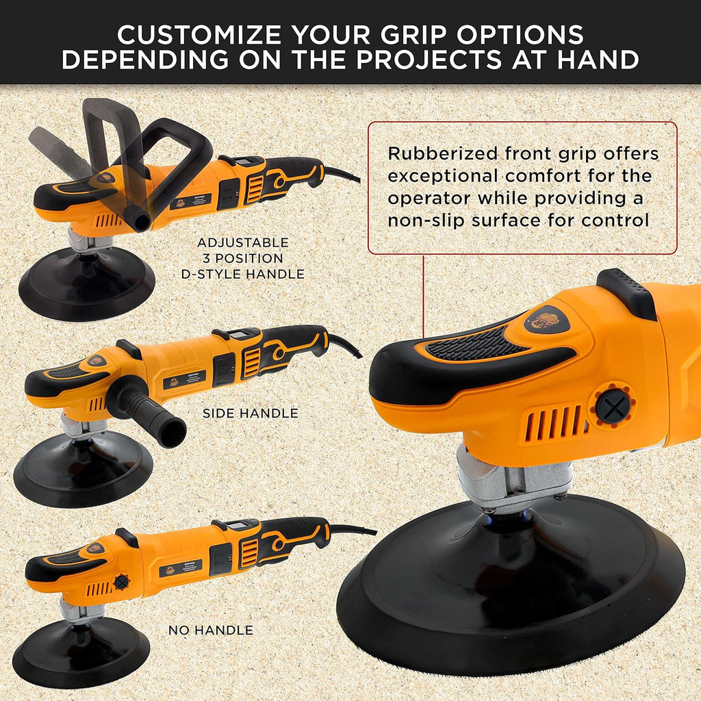 7" Rotary Polisher Buffer Sander with 8 Pad Kit, LED Variable Speed, 1200 Watts G41692