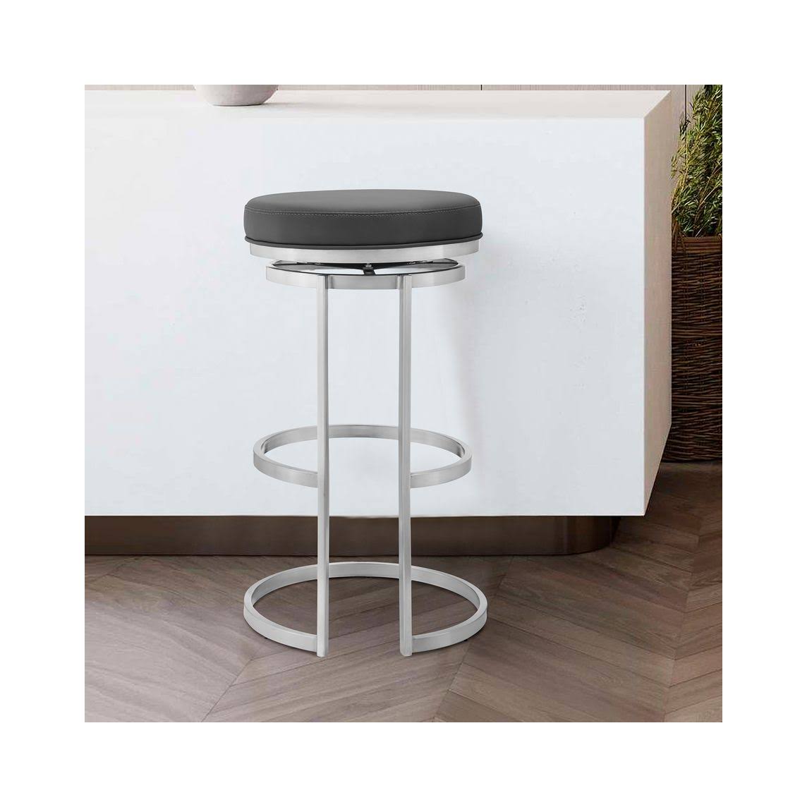 Gray Faux Leather Swivel Bar Stool C147