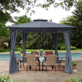 Gray Gazebo Canopy With Curtains T101