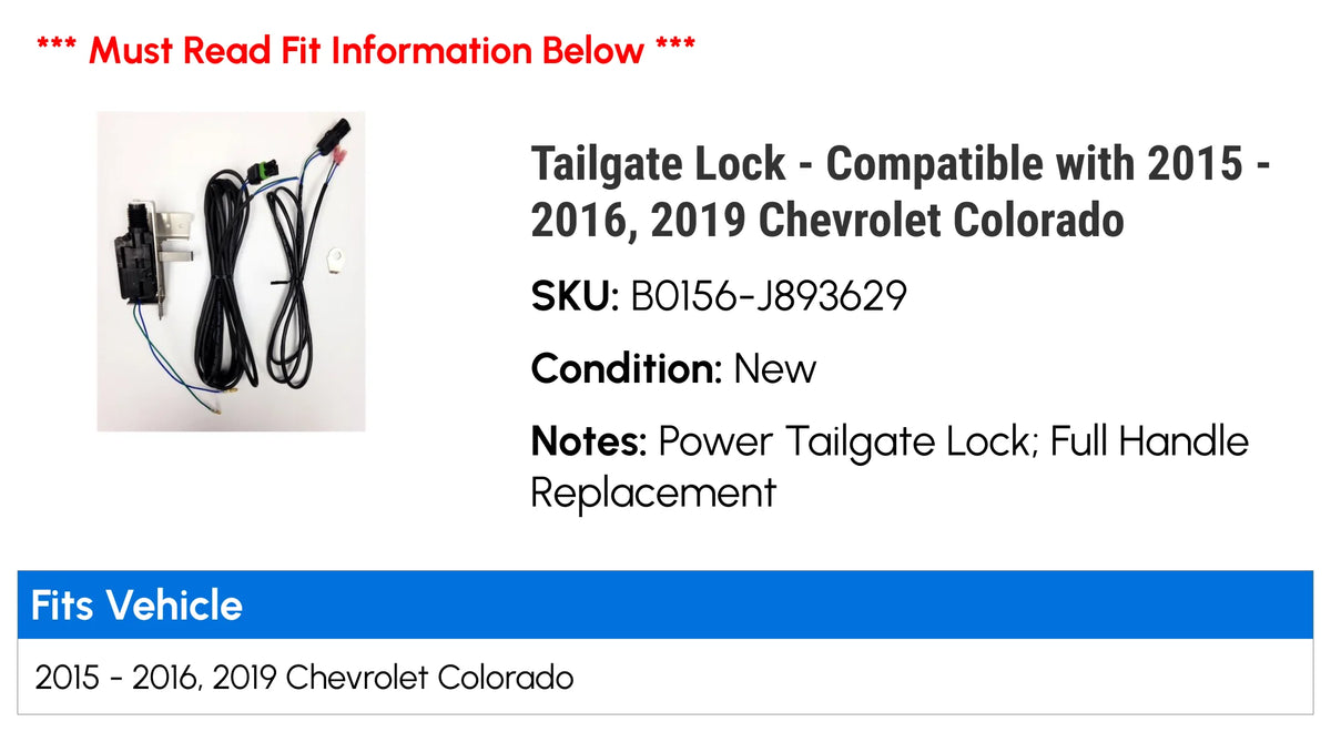 Tailgate Lock for Chevy Colorado X653