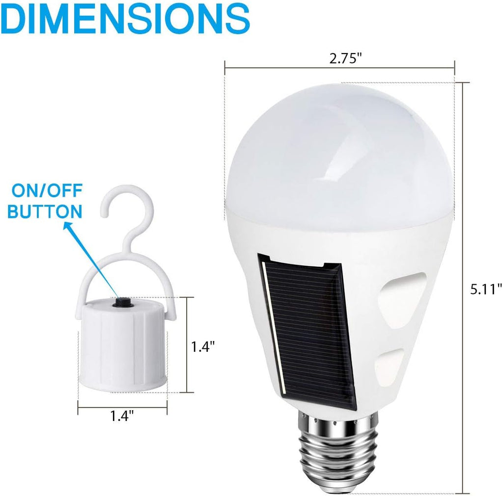 4 Pack LED Solar Rechargeable Emergency Light Bulbs, E26/E27 7W 6000k Y7954
