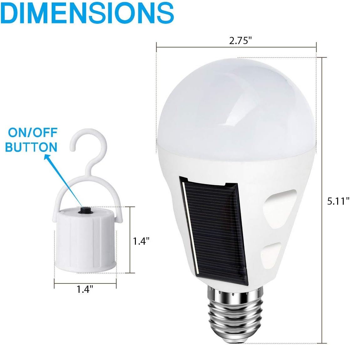 4 Pack LED Solar Rechargeable Emergency Light Bulbs, E26/E27 7W 6000k Y7954
