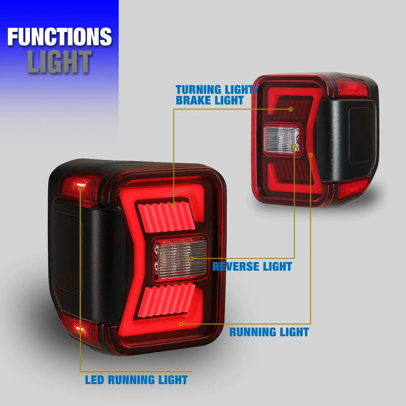 1Pair Black Housing Red Lens LED Tail Lights Assembly Replacement L326501
