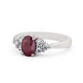Oval Cut Red Ruby Diamond Solitaire Engagement Ring 14K White Gold Size 7.5 I138940