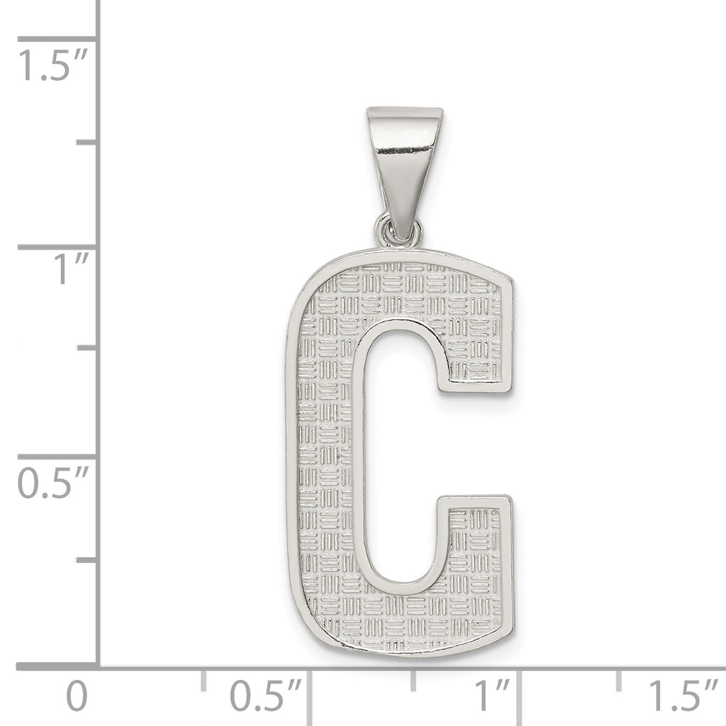 Sterling Silver Letter C Initial Charm Pendant with Rope Chain Necklace 20'' J549315