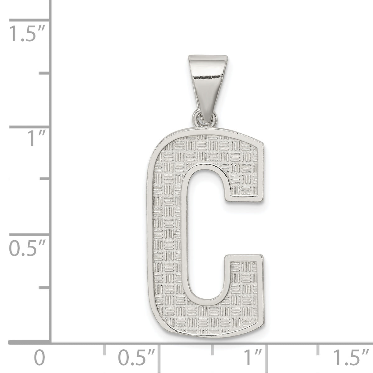 Sterling Silver Letter C Initial Charm Pendant with Rope Chain Necklace 20'' J549315