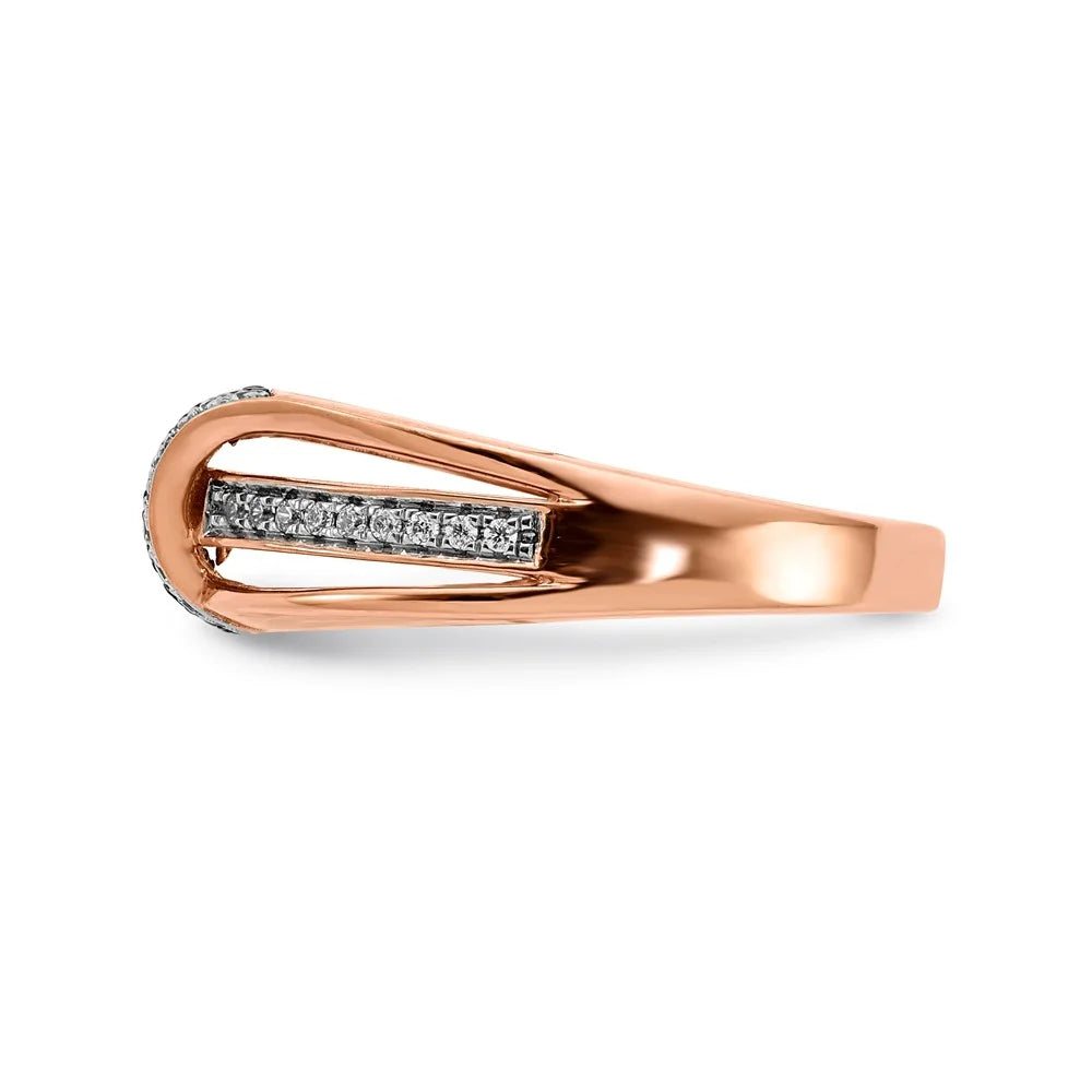 14kt Rose Gold White and Champagne Diamond Ring Size 7 C70724