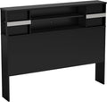 Full 54-inch Pure Black Bookcase Headboard with Storage C999