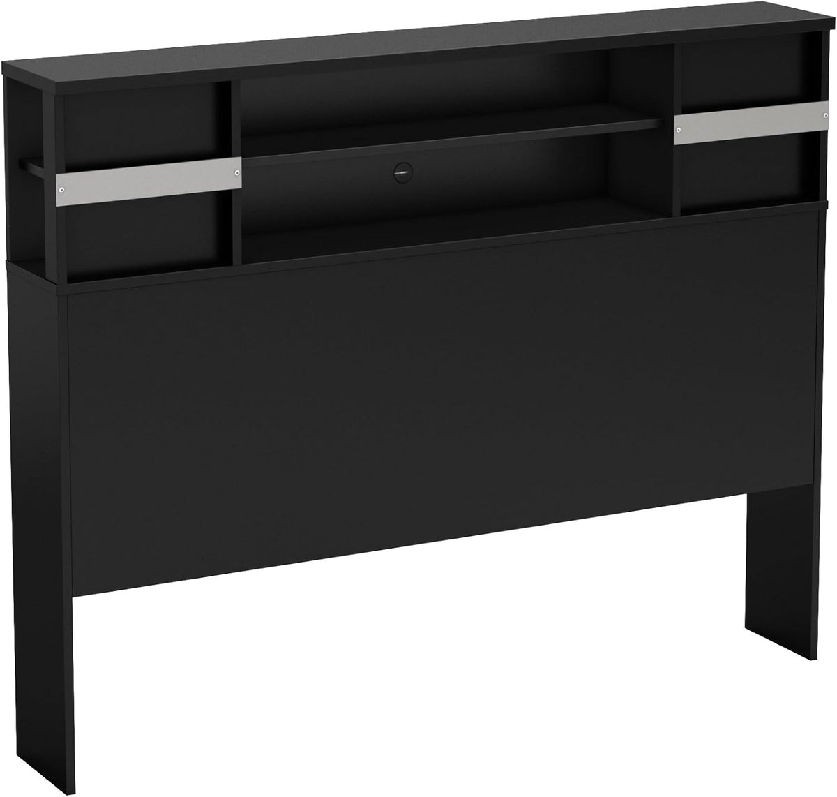 Full 54-inch Pure Black Bookcase Headboard with Storage C999