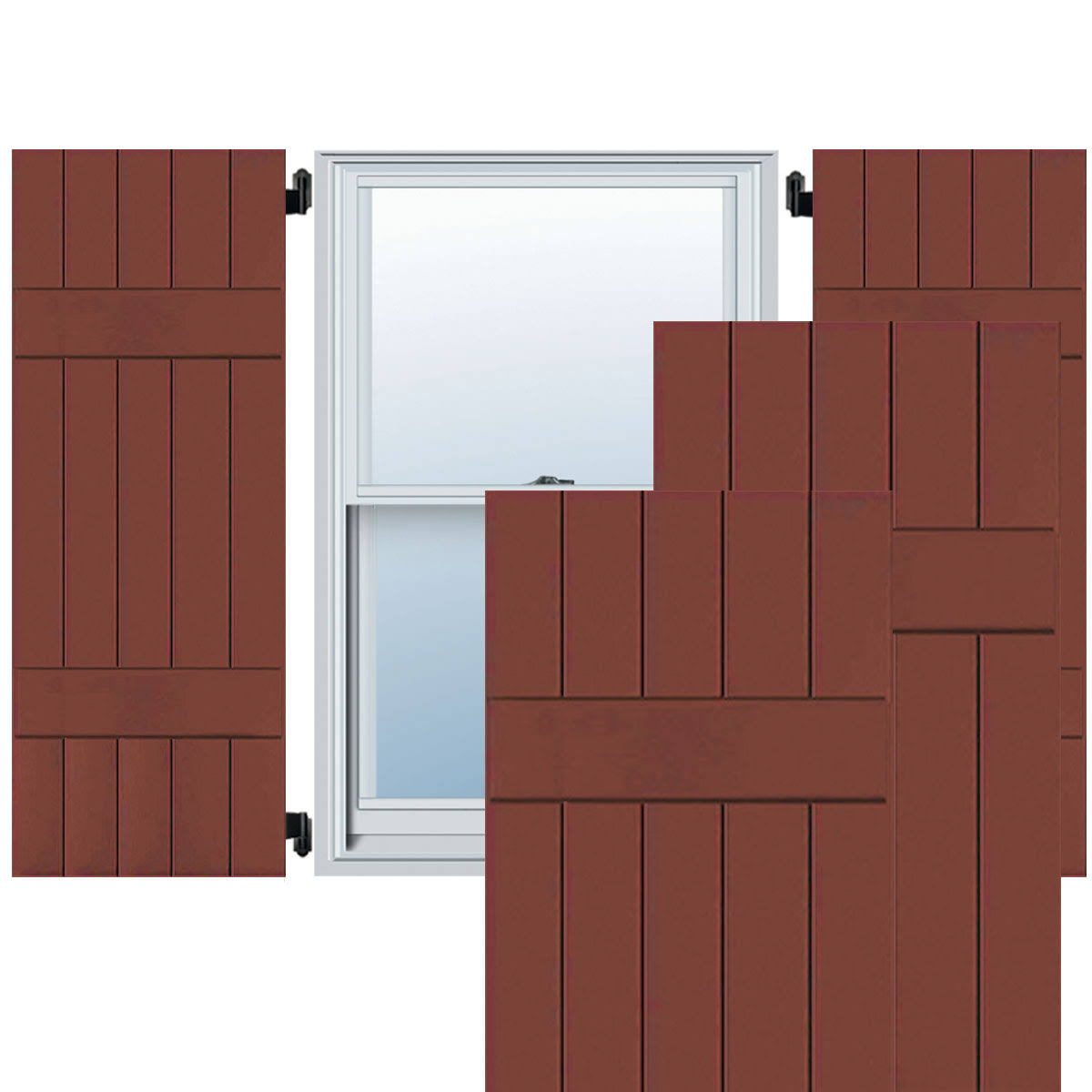 18 in. x 51 in. Real Wood Western Red Cedar Board and Batten Shutters Pair Y695930