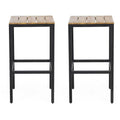 Acacia Wood Bar Stools Set of 2 Teak/Black S136