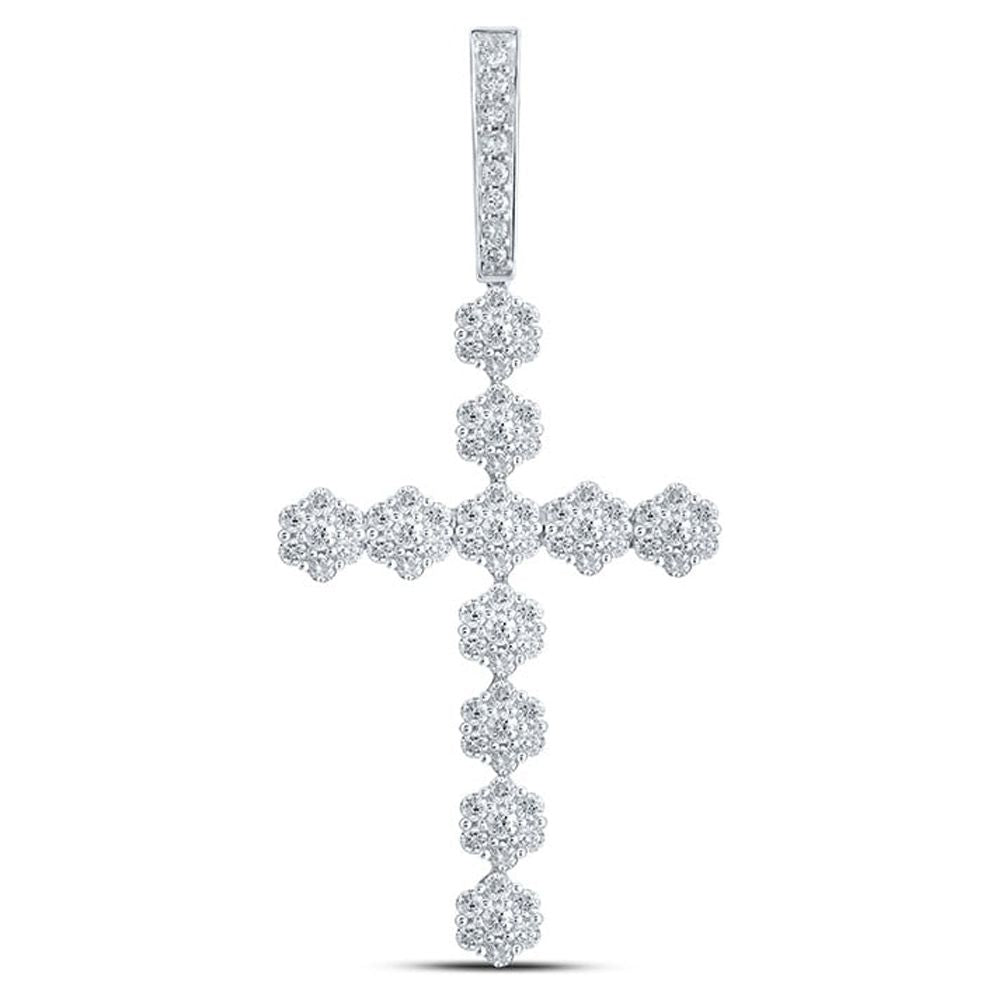 10kt White Gold Diamond Cross Pendant E1478