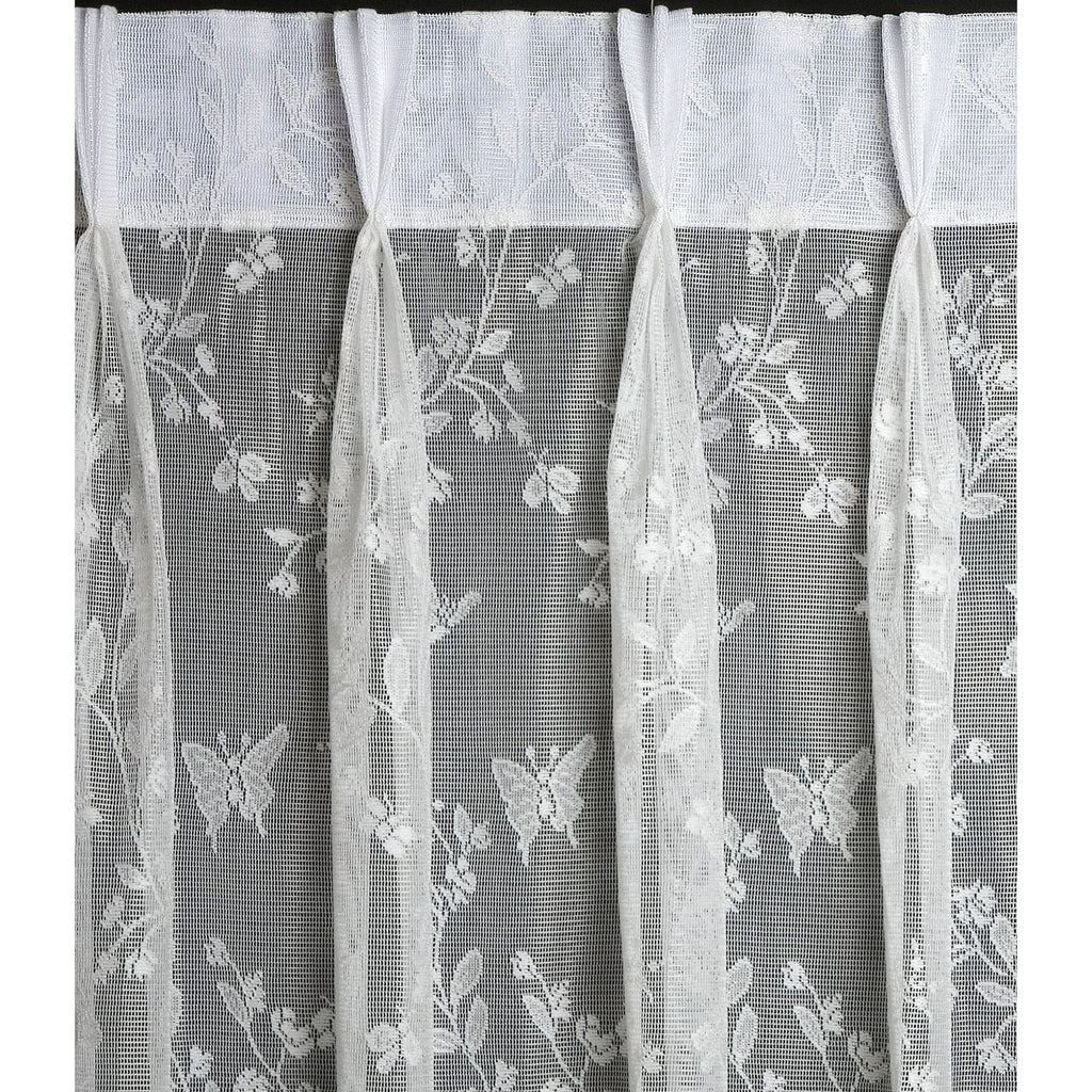 Ivory Lace Pinch Pleated Short Curtain Pair 52"w x 36"l N524