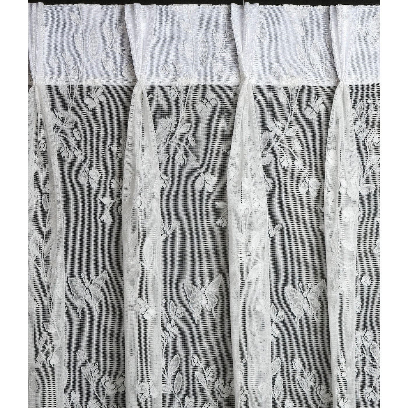 Ivory Lace Pinch Pleated Short Curtain Pair 52"w x 36"l N524