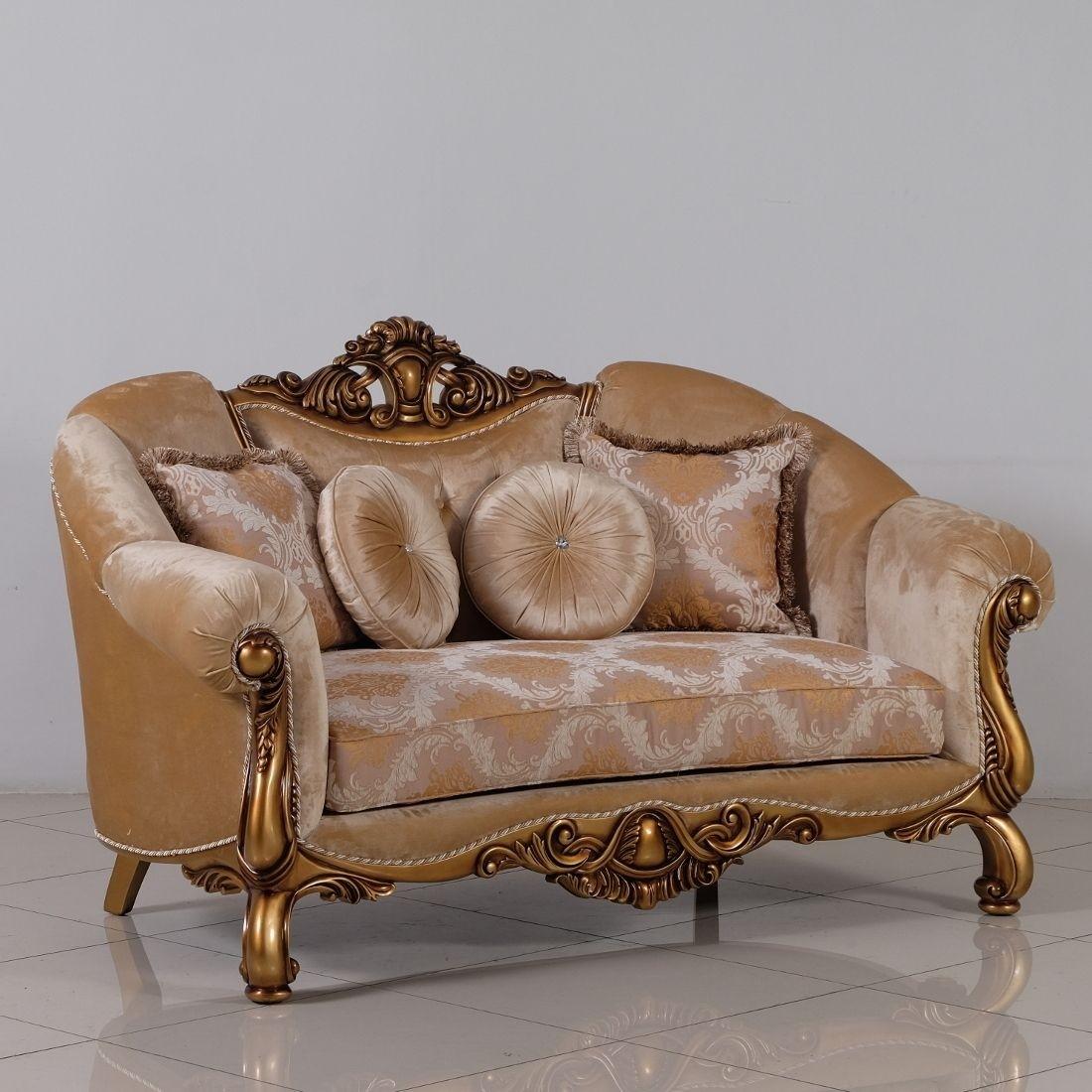 Golden Bronze Wood Trim Loveseat S731
