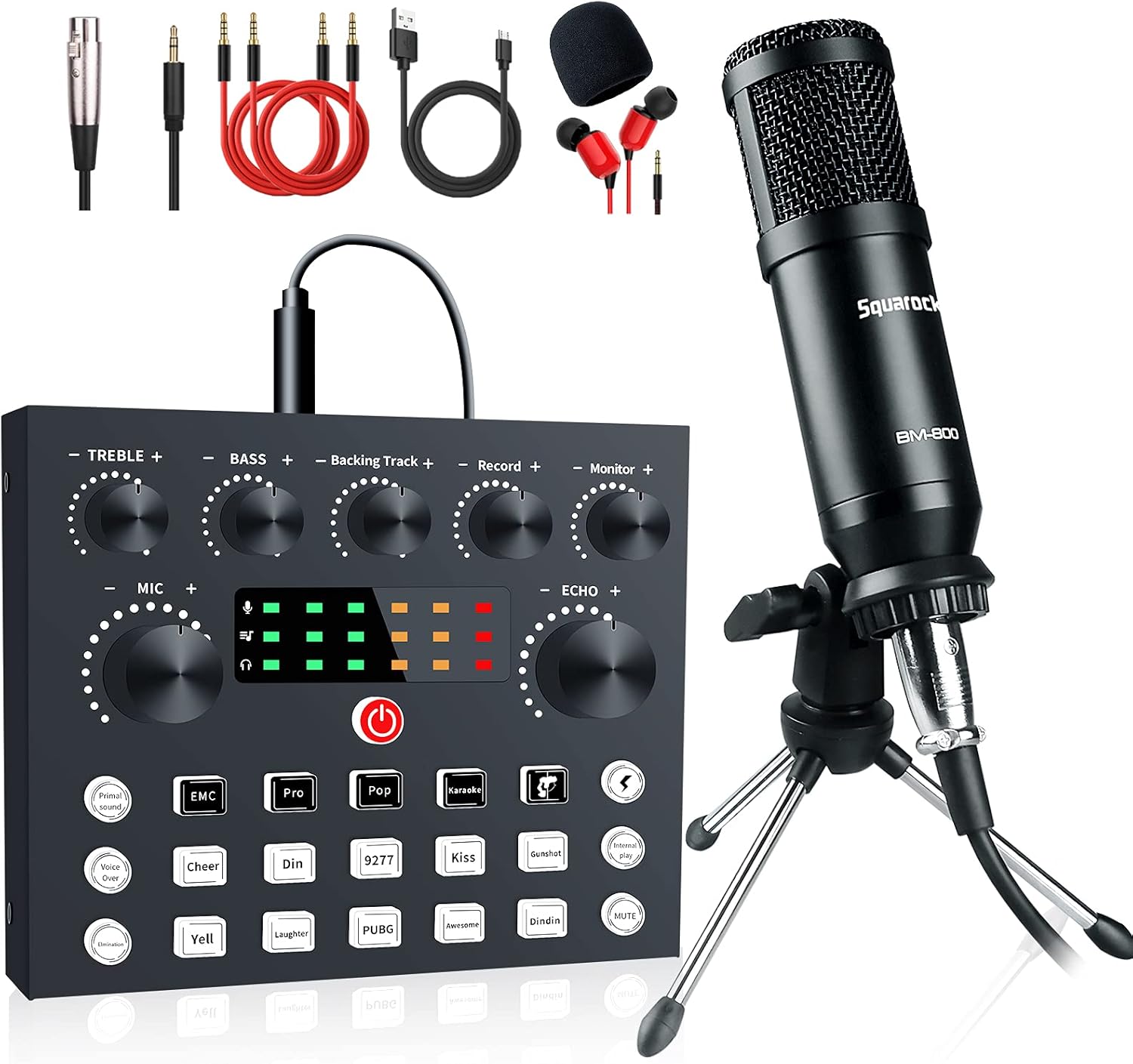 Podcast Equipment Bundle, Audio Interface with DJ Mixer and Studio Broadcast Microphone, Pack of 2 H8360