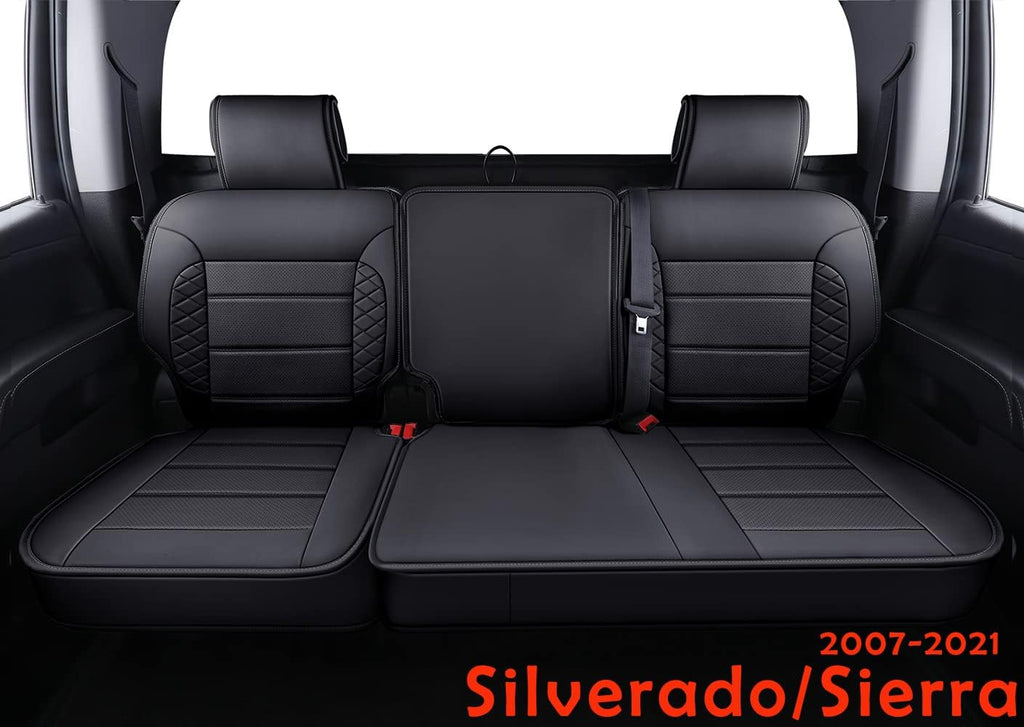 Black Faux Leather Seat Covers Full Set V9465