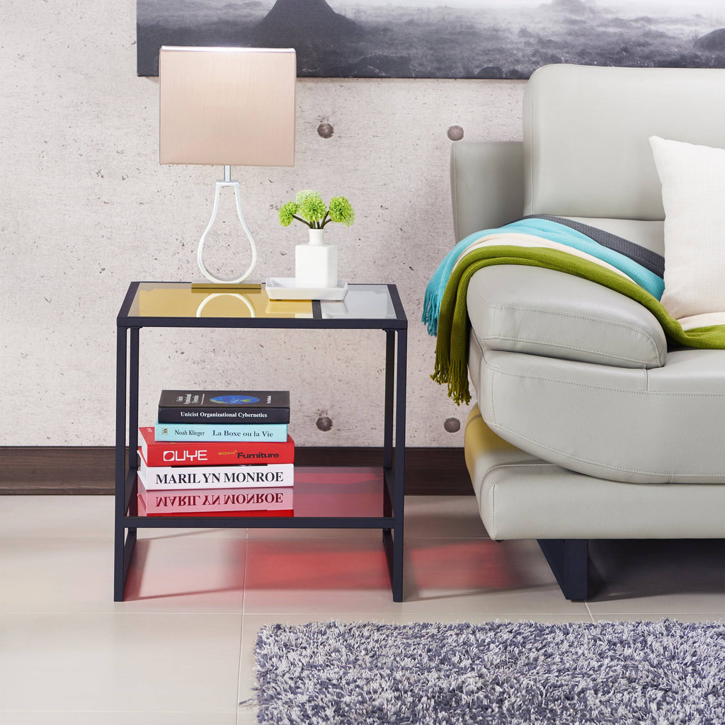 Multi-Color Glass Top End Table Z46439
