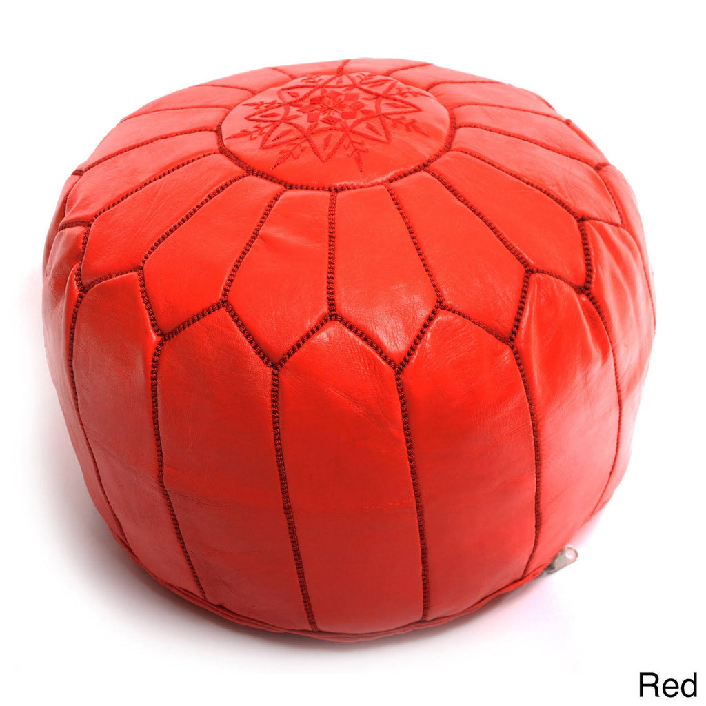 Orange Leather Ottoman Z163343