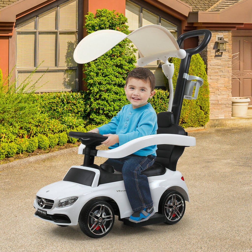 White Toddler Push Car with Canopy V594816