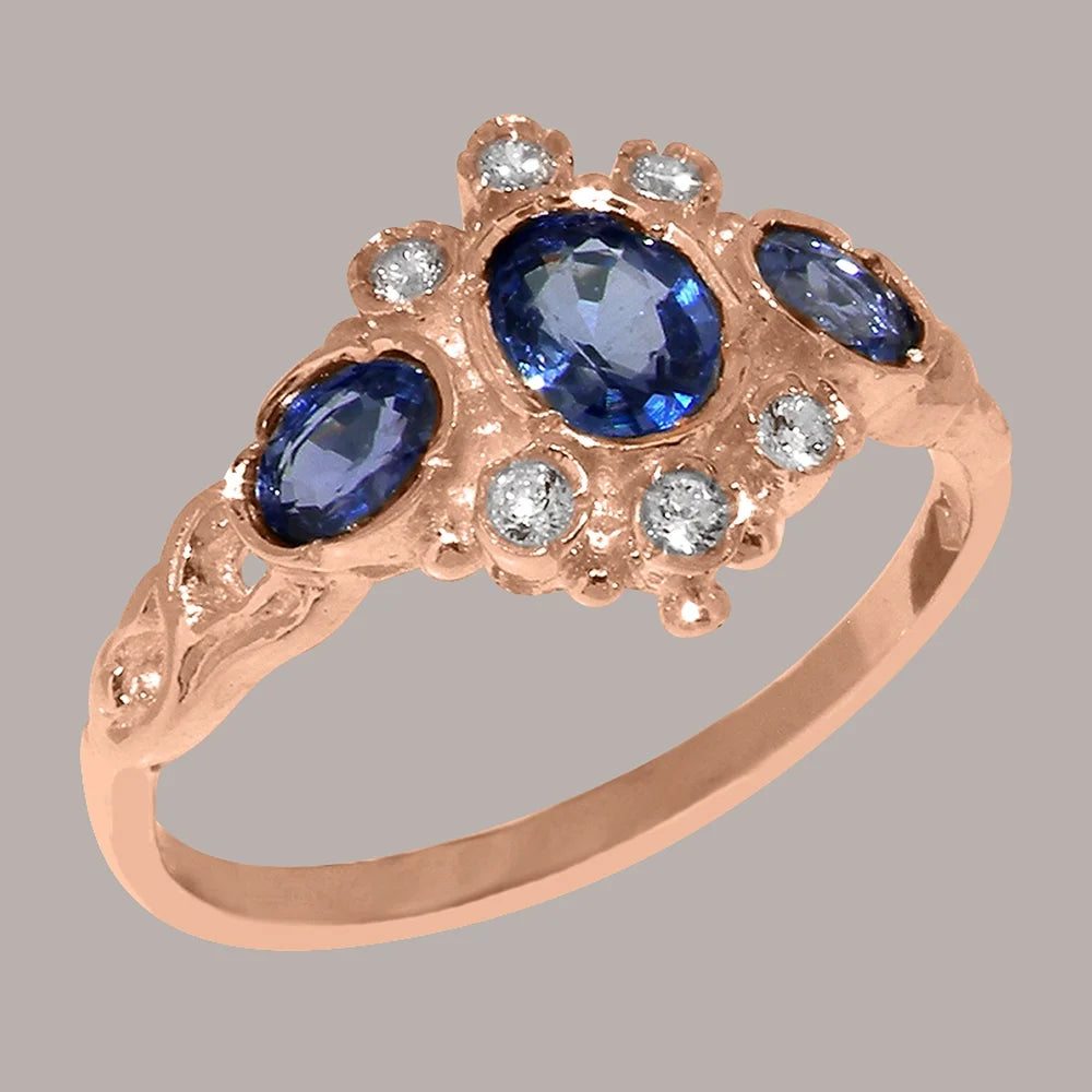 9k Rose Gold Natural Sapphire & Diamond Ring U2387